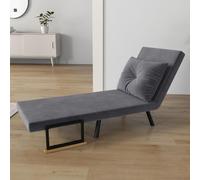 Fauteuil-lit 4-en-1, canapé, lit d'appoint, fauteuil inclinable pliable, polyester et acier, gris foncé | 63 x 73 x 81 cm | Dossier inclinable à 180° | 5 positions