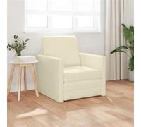 vidaXL Canapé-Lit Crème 74 x 77 x 81 cm Simili Cuir, Canapé-lit Moderne pour Salon, rectangulaire, en Velours, Convertible, Gain de Place, Assise Polyvalente
