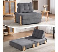 Fauteuil lit avec fonction sommeil, fauteuil pliable en velours côtelé avec | Pliable comme lit d'appoint, charge jusqu'à 150 kg, 90 × 170 × 69 cm déplié, pour les petits espaces
