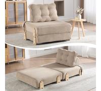 Fauteuil lit avec fonction sommeil, fauteuil pliable en velours côtelé avec | Pliable comme lit d'appoint, charge jusqu'à 150 kg, 90 × 170 × 69 cm déplié, pour les petits espaces