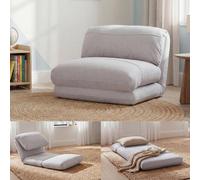 Fauteuil-lit HWC-E68, Canapé-lit Fauteuil fonctionnel Fauteuil pliant Fauteuil relax, tissu/textile ~ beige