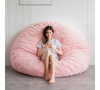 Fauteuil-lit Zitzak rose, forme carré, avec housse en peluche moelleuse et rembourrage, idéal pour les adultes, les couples et les invités, dimensions : 150 x 150 cm