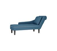 vidaXL Fauteuil long avec coussin et accoudoir droit bleu velours