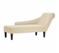 vidaXL – Fauteuil long – avec coussin et accoudoir droit – tissu crème