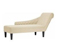Fauteuil long avec coussin et accoudoir droit crème tissu