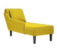 vidaXL Fauteuil Long avec Coussin et accoudoir Droit Jaune Velours, Fauteuil, Fauteuil de détente, Fauteuil Long rembourrée, Fauteuil de Salon