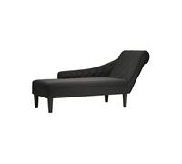 vidaXL Fauteuil long rembourré avec coussin et accoudoir droit – Tissu noir