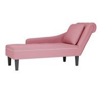 vidaXL Fauteuil long avec coussin et accoudoir droit - Velours rose
