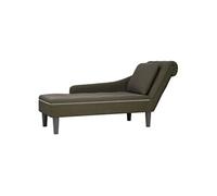 vidaXL Fauteuil long et coussin/accoudoir droit vert armée similicuir