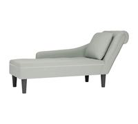 vidaXL Fauteuil long 4009772 avec accoudoir droit – Velours et coussin – Gris clair