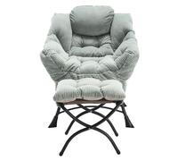 Fauteuil lounge avec pouf, accoudoirs et une poche latérale, revêtement en flanelle, 69,9x64,0x95,0 cm, Vert clair Aosom FR
