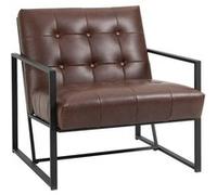 Fauteuil lounge Chesterfield assise dossier capitonnés structure métal noir revêtement synthétique chocolat Marron G