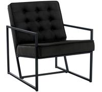 Fauteuil Lounge - CLP - Avon - Pieds en métal - Velours - Noir