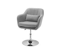 HOMCOM Fauteuil lounge Design – coussins lombaires réglables, piètement chromé pivot 360° lin gris