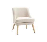 HomCom Fauteuil Scandinave confortable – pieds en bois massif, revêtement tissu lin – beige