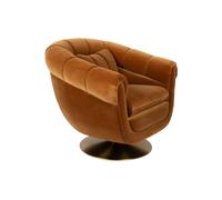 Fauteuil lounge en coton marron, base pivotante, structure bois, déhoussable, max 200 kg - Dutchbone, Member - 82x88x79 cm