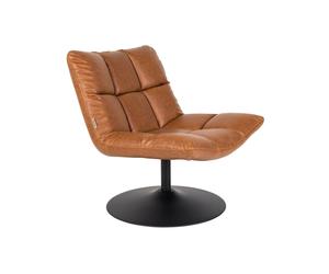 Fauteuil lounge en cuir PU marron, coque en contreplaqué, assise rembourrée, style 70s - Dutchbone, Doulton - 66x81x78 cm