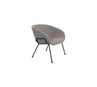 Fauteuil lounge en tissu gris, accoudoirs, cadre acier noir, fixe - Zuiver, Bar feston - 71x66x72 cm