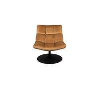 Fauteuil lounge en velours marron, uni, fixe, pied central circulaire, jusqu'à 120 kg - Dutchbone, Bar - 66x81x78 cm