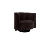 Fauteuil lounge en velours noir, pivotant, assise enveloppante, uni - Dutchbone, Fleur - 86x74x76 cm