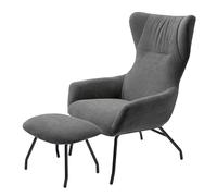 Fauteuil lounge et tabouret Ribe gris clair LS 80/ H 57xLS 108/ 40xLS 79.5/ 41 cm
