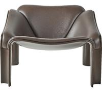 Fauteuil lounge F300 Gubi en cuir lisse couleur café - GUBI F300 10150330