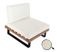 Fauteuil Lounge Hwc-H54, Fauteuil De Jardin, Spun Poly Acacia Bois Certifié Mvg Aluminium Marron Clair, Rembourrage Blanc Crème Blanc