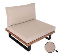 Fauteuil Lounge Hwc-H54, Fauteuil De Jardin, Spun Poly Acacia Bois Mvg-Certifié Aluminium Brun Clair, Rembourrage Beige Gris