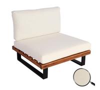 Fauteuil Lounge Hwc-H54, Fauteuil De Jardin, Spun Poly Acacia Bois Mvg-Certifié Aluminium Brun, Rembourrage Blanc Crème Blanc