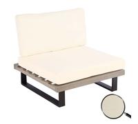Fauteuil Lounge Hwc-H54, Fauteuil De Jardin, Spun Poly Acacia Bois Mvg-Certifié Aluminium Gris, Rembourrage Blanc Crème Gris
