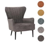 Mendler Fauteuil lounge HWC-K37 tissu chenille 500 g/m² Oeko-Tex gris foncé