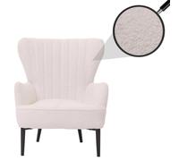 Mendler Fauteuil lounge HWC-K37 - rétro vintage, tissu bouclé 600g/m² Oeko-Tex, rembourré - blanc