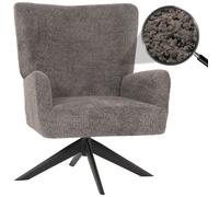 Fauteuil lounge HWC-N65, fauteuil cocktail fauteuil rembourré fauteuil relax, pivotant, tissu/textile chenille métal gris foncé