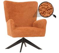 Fauteuil lounge HWC-N65, fauteuil cocktail fauteuil rembourré fauteuil relax, pivotant, tissu/textile chenille métal terracotta