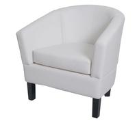 Fauteuil lounge HWC-O17, fauteuil club fauteuil cocktail, certifié MVG similicuir blanc