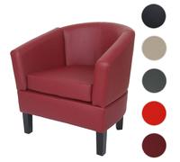 Fauteuil lounge HWC-O17, fauteuil club, fauteuil cocktail, certifié MVG, similicuir bordeaux