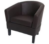 Fauteuil lounge HWC-O17, fauteuil club fauteuil cocktail, certifié MVG similicuir marron