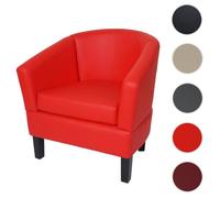 Fauteuil lounge HWC-O17, fauteuil club, fauteuil cocktail, certifié MVG, similicuir rouge Rouge