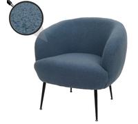 Fauteuil Lounge HWC-O37, Fauteuil Cocktail/Club Fauteuil rembourré, Tissu/Textile Bouclé (330g/m²) Métal MVG bleu