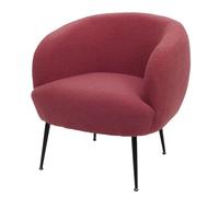 Fauteuil lounge HWC-O37, fauteuil cocktail/club fauteuil rembourré, tissu/textile bouclé (330g/m²) métal MVG pourpre-rouge