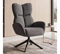 Fauteuil lounge HWC-Q54, fauteuil cocktail/rembourré/relax, fauteuil lounge pivotant, structure métallique, velours (320 g/m²) gris foncé
