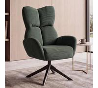 Fauteuil lounge HWC-Q54, fauteuil de cocktail/rembourré/relax, fauteuil lounge, pivotant, structure métallique, velours (320 g/m²) vert