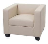 Fauteuil Club / Lounge Lille, 86x75x70cm simili-cuir, crème