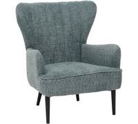 Mendler Fauteuil lounge HWC-K37, rétro vintage tissu chenille 500 g/m² Oeko-Tex bleu-vert