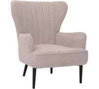 Mendler Fauteuil lounge HWC-K37 – Velours rétro 290 g/m² Oeko-Tex beige