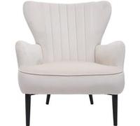 Mendler Fauteuil lounge velours - Crème beige