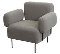 Fauteuil lounge MENDLER HWC-L83, fauteuil cocktail fauteuil rembourré, tissu bouclé/textile métal gris Gris G