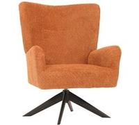 Mendler Fauteuil lounge HWC-N65 Chenille Métal pivotant Terre cuite