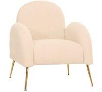 Mendler Fauteuil lounge HWC-N69 – rétro, suspension Nosag, tissu chenille certifié MVG crème-blanc