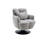 Fauteuil lounge pivotant avec accoudoir en tissu chenillé gris piètement socle métal noir - GOTHAM - ALTOBUY Gris
